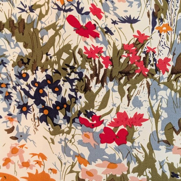 Commense Womens Size L White Allover Colorful Floral Back Zipper Lined Skirt - Picture 6 of 9